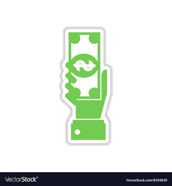 Paper sticker on white background money in hand vector image