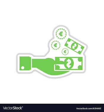Paper sticker on white background money in hand vector image