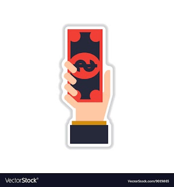 Paper sticker on white background money in hand vector image