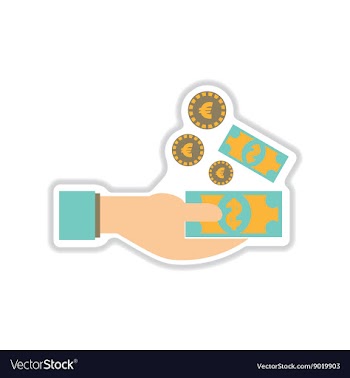 Paper sticker on white background money in hand vector image