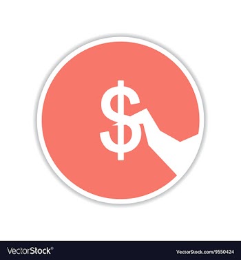 Paper sticker on white background money in hand vector image