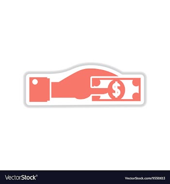 Paper sticker on white background money in hand vector image