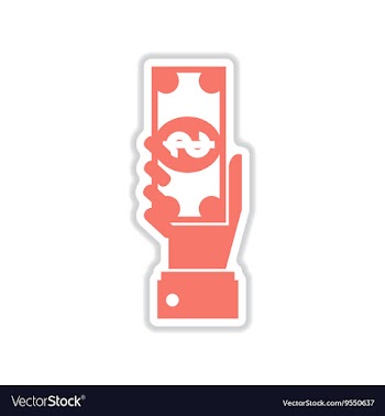 Paper sticker on white background money in hand vector image