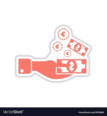 Paper sticker on white background money in hand vector image