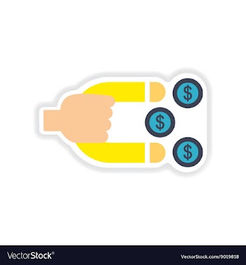 Paper sticker on white background money magnet vector image