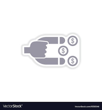 Paper sticker on white background money magnet vector image