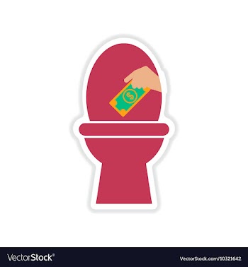 Paper sticker on white background money toilet vector image