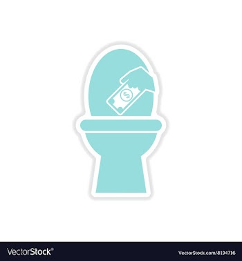 Paper sticker on white background money toilet vector image
