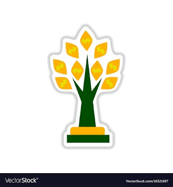 Paper sticker on white background Money Tree vector image