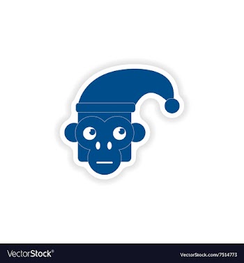 Paper sticker on white background monkey cap vector image
