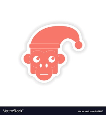 Paper sticker on white background monkey cap vector image