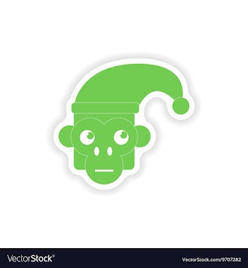 Paper sticker on white background monkey cap vector image
