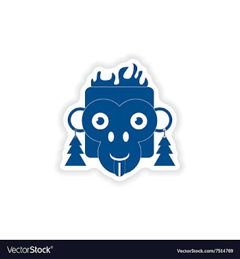 Paper sticker on white background monkey Christmas vector image