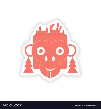 Paper sticker on white background monkey Christmas vector image
