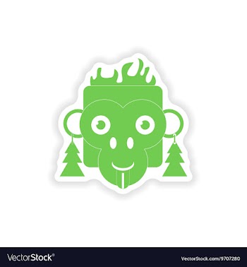 Paper sticker on white background monkey Christmas vector image