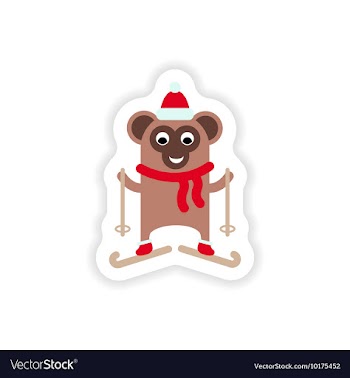 Paper sticker on white background Monkey skiing vector image