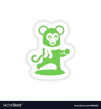 Paper sticker on white background monkey snow vector image