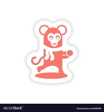 Paper sticker on white background monkey snow vector image