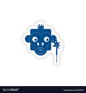 Paper sticker on white background monkey sparkler vector image