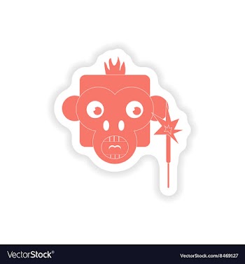 Paper sticker on white background monkey sparkler vector image