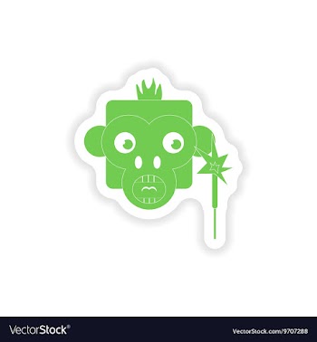 Paper sticker on white background monkey sparkler vector image