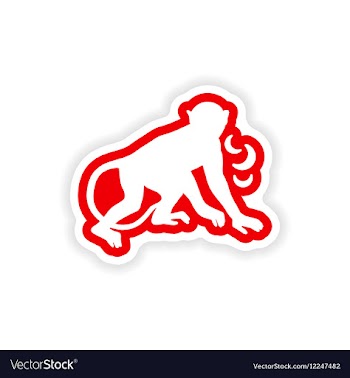 Paper sticker on white background monkey with vector image