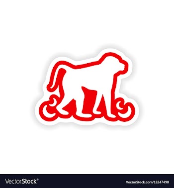 Paper sticker on white background monkey with vector image