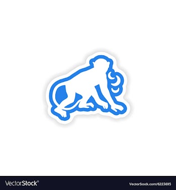 Paper sticker on white background monkey with vector image