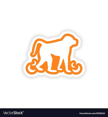 Paper sticker on white background monkey with vector image