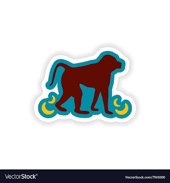 Paper sticker on white background monkey with vector image