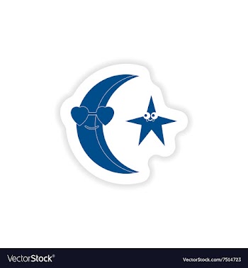 Paper sticker on white background moon star vector image