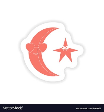 Paper sticker on white background moon star vector image