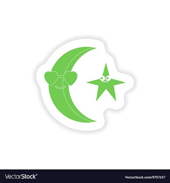 Paper sticker on white background moon star vector image