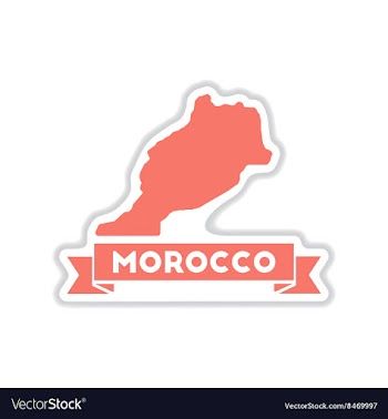 Paper sticker on white background Morocco map vector image