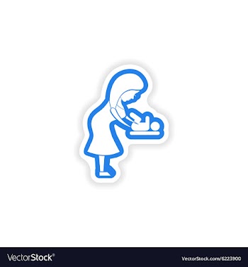 Paper sticker on white background mother and vector image