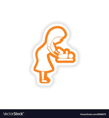 Paper sticker on white background mother and vector image