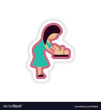 Paper sticker on white background mother and vector image