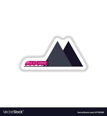 Paper sticker on white background mountain train vector image