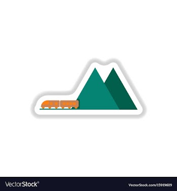 Paper sticker on white background mountain train vector image