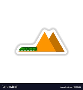 Paper sticker on white background mountain train vector image