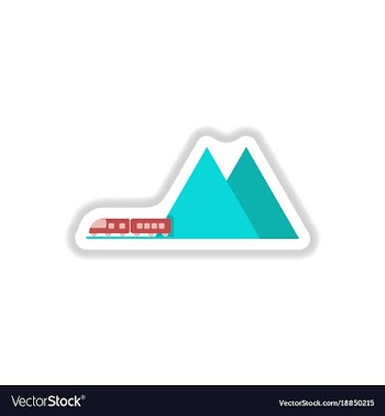 Paper sticker on white background mountain train vector image