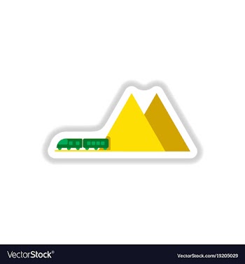Paper sticker on white background mountain train vector image