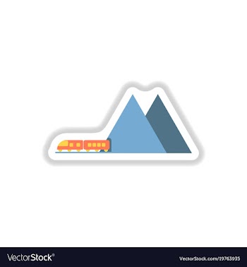 Paper sticker on white background mountain train vector image