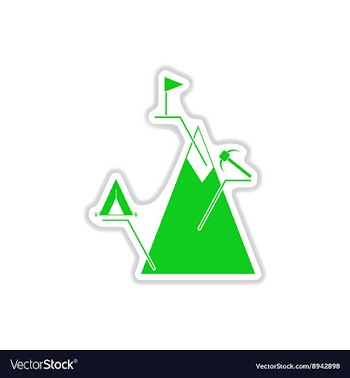 Paper sticker on white background mountain vector image