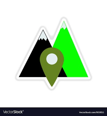 Paper sticker on white background mountain vector image