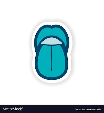 Paper sticker on white background mouth and tongue vector image