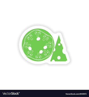 Paper sticker on white background mushroom pizza vector image