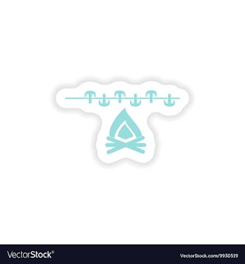 Paper sticker on white background mushrooms fire vector image