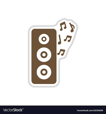 Paper sticker on white background musical speaker vector image