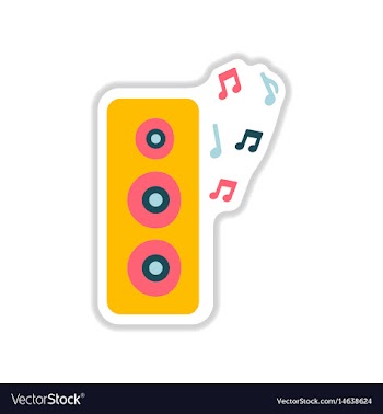 Paper sticker on white background musical speaker vector image